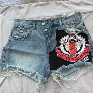 Gun and roses inspired jean high waist shorts